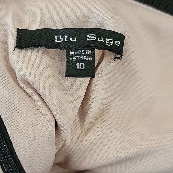 Blu Sage Black & Tan Lace Flare Dress with V Back - Picture 3 of 5